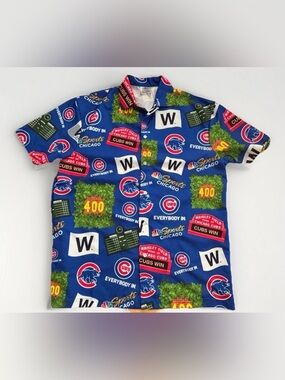Chicago Cubs Button Down Shirt Size XL Baseball Casual MLB Blue Hawaiian